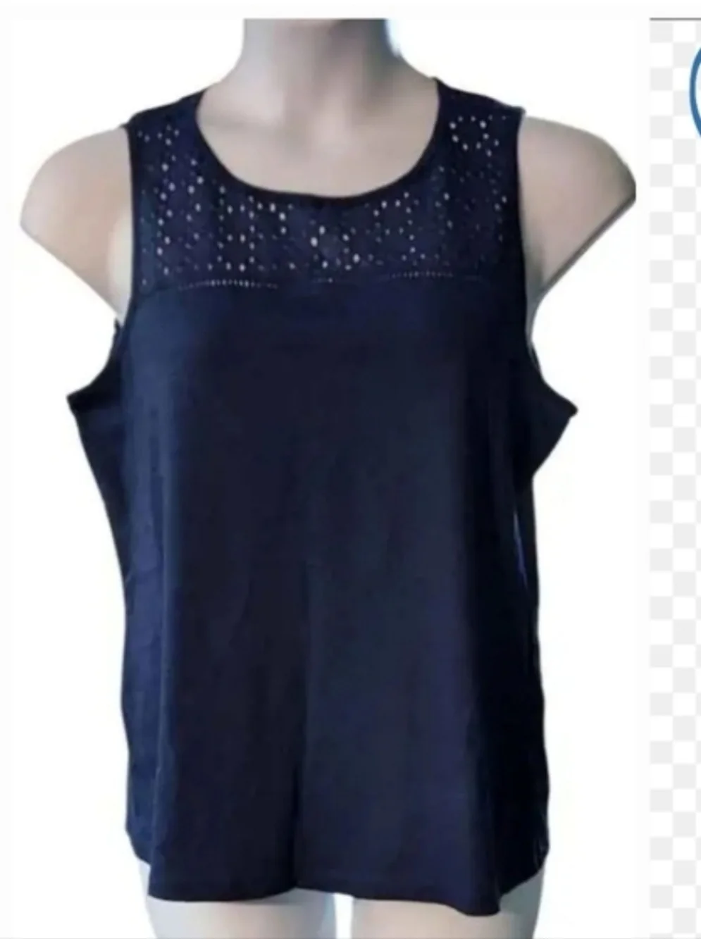 NWT St. John's Bay Women's Navy Eyelet Tank Top ~XLP